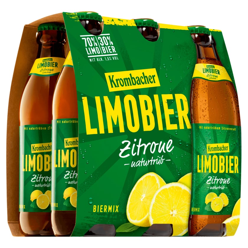 Krombacher Limobier Zitrone naturtrüb 6x0,33l